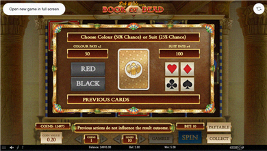 Book of Dead Gamble-Funktion